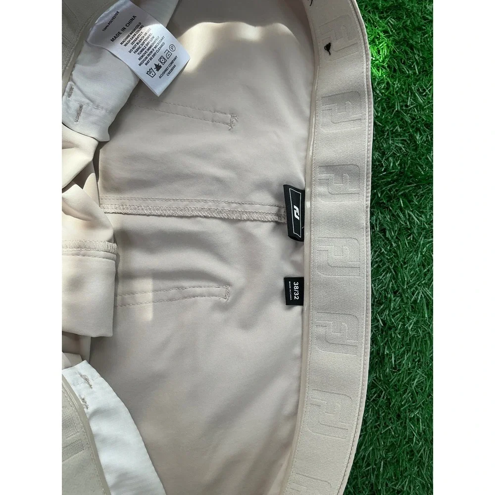 FootJoy Mens Khaki Performance Golf Pants Flat Front Straight Leg 38x32 Tan FJ